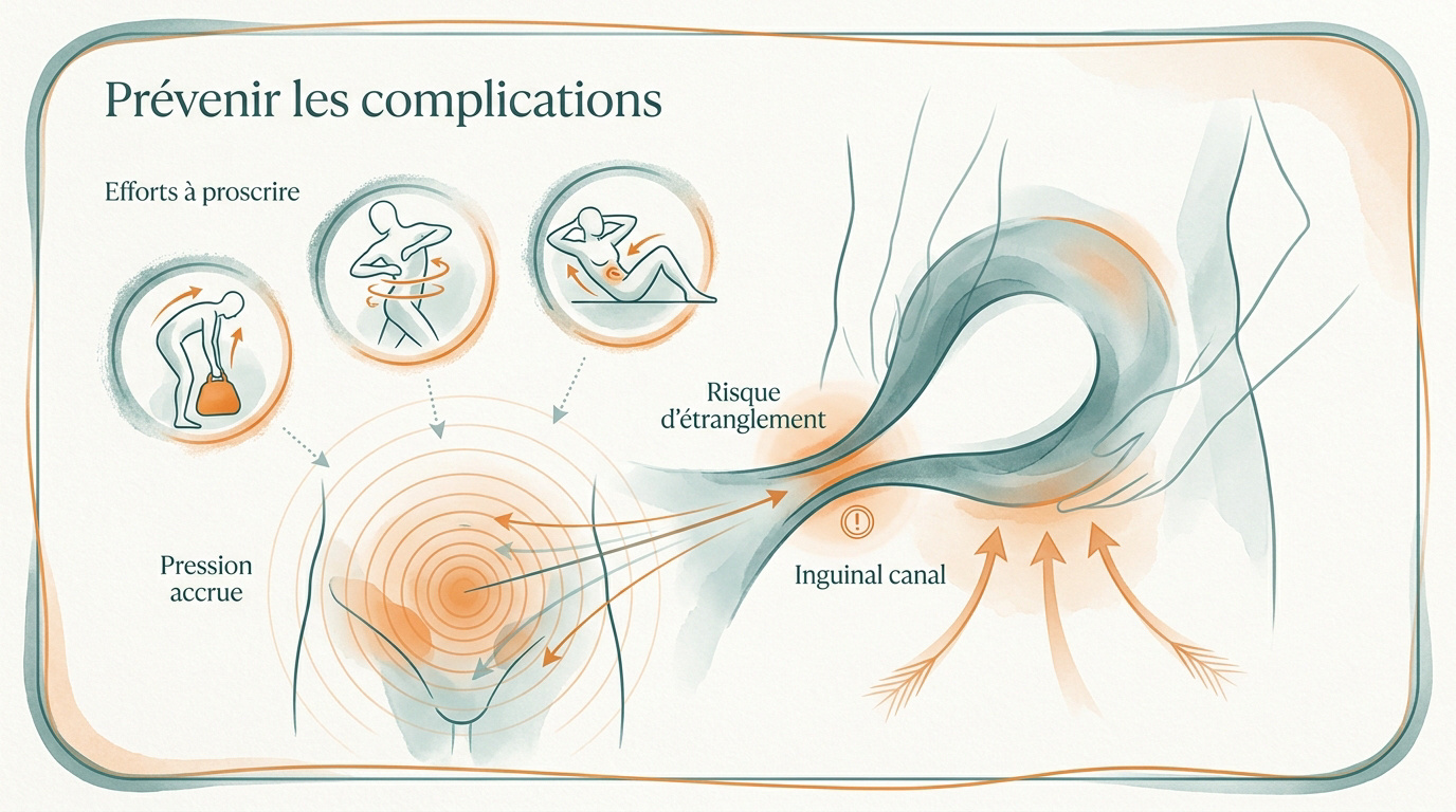 Prévention des complications de la hernie inguinale par le contrôle des mouvements