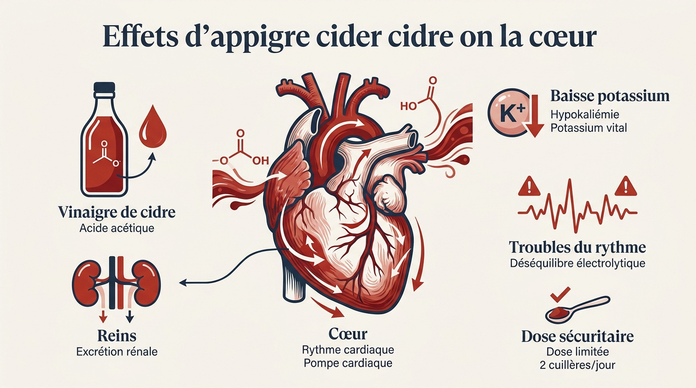 Vinaigre de cidre et risques de troubles du rythme cardiaque liés au potassium